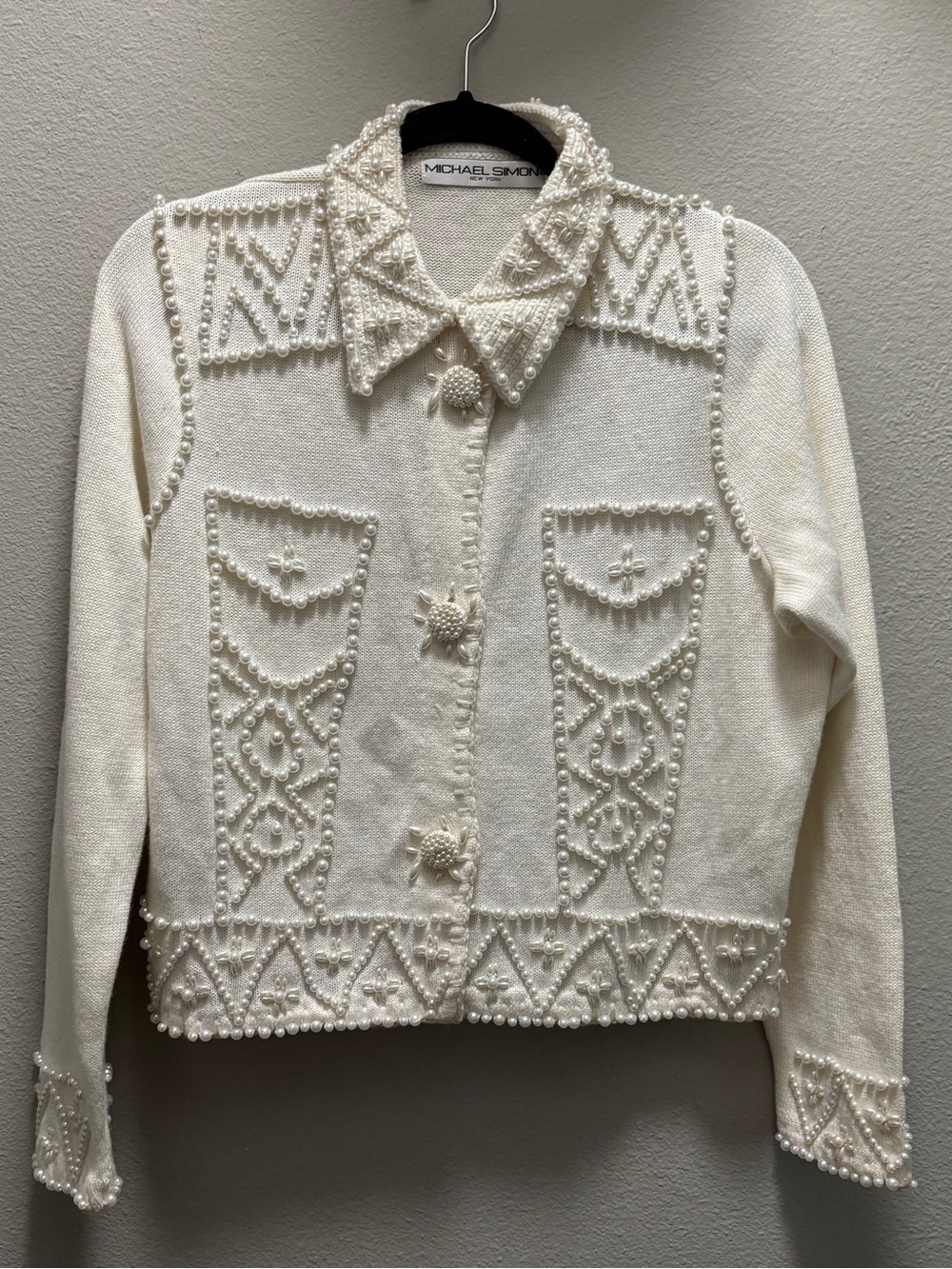 MICHAEL SIMON Vintage Pearl Cardigan